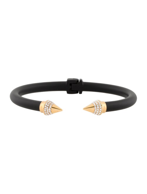 Vita Fede Crystal Two-Tone Matted Hinged Cuff Bracelet