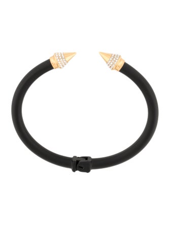 Vita Fede Crystal Two-Tone Matted Hinged Cuff Bracelet