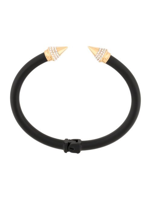 Vita Fede Crystal Two-Tone Matted Hinged Cuff Bracelet