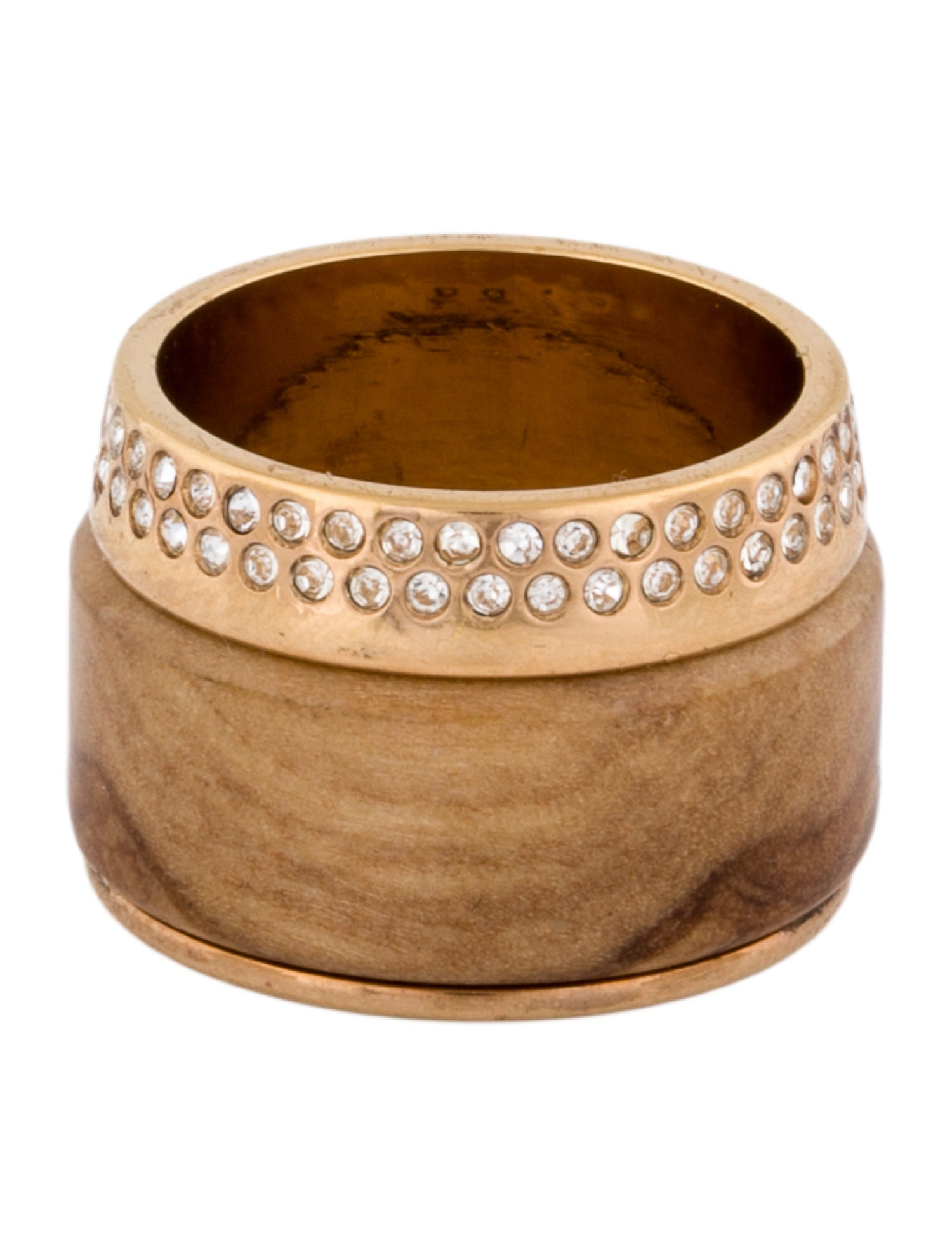 Vita Fede Olive Wood Cigar Crystal Band Ring