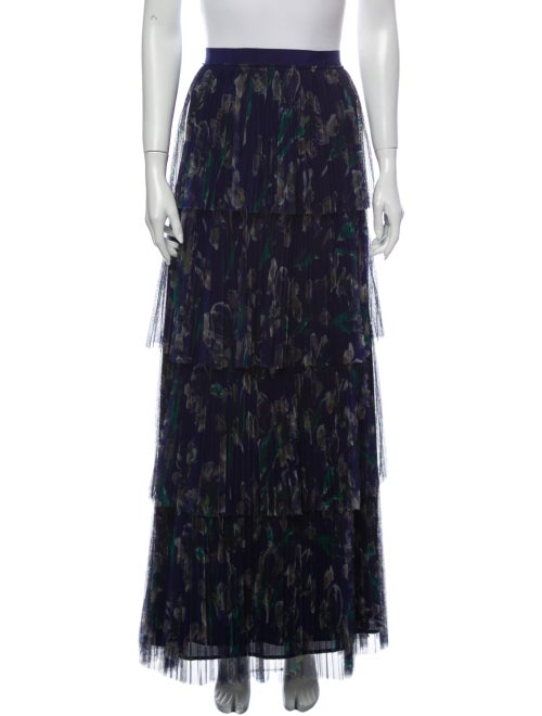 Marchesa Voyage Printed Long Skirt Blue