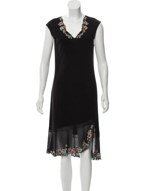 Vivienne Tam Embroidered Midi Dress Black