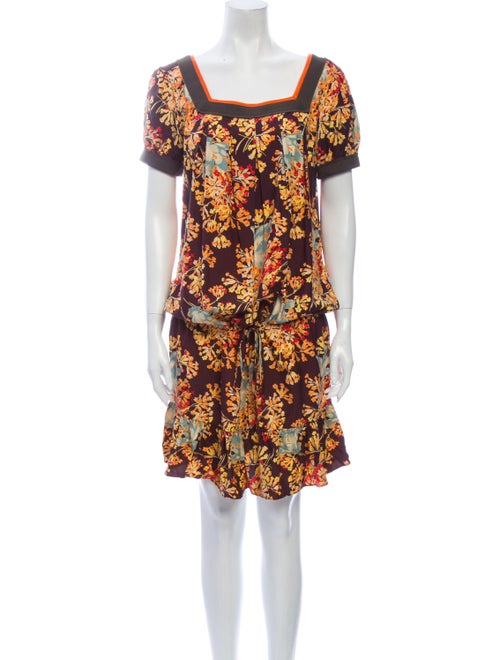 Vivienne Tam Silk Knee-Length Dress Brown