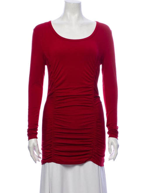 Vivienne Tam Scoop Neck Long Sleeve Top Red