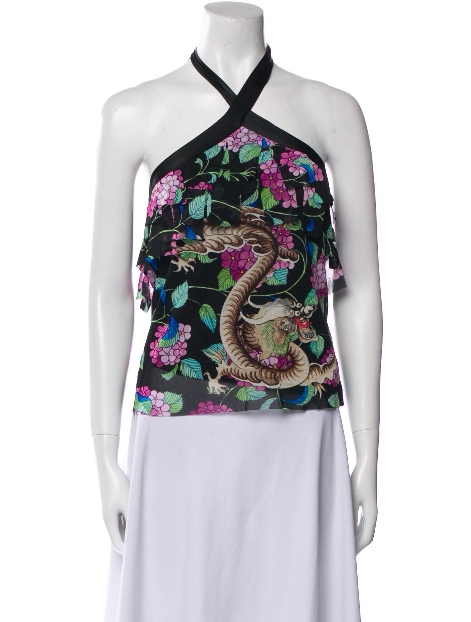 Vivienne Tam Floral Print Halterneck Top