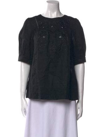 Vivienne Tam Crew Neck Short Sleeve Blouse