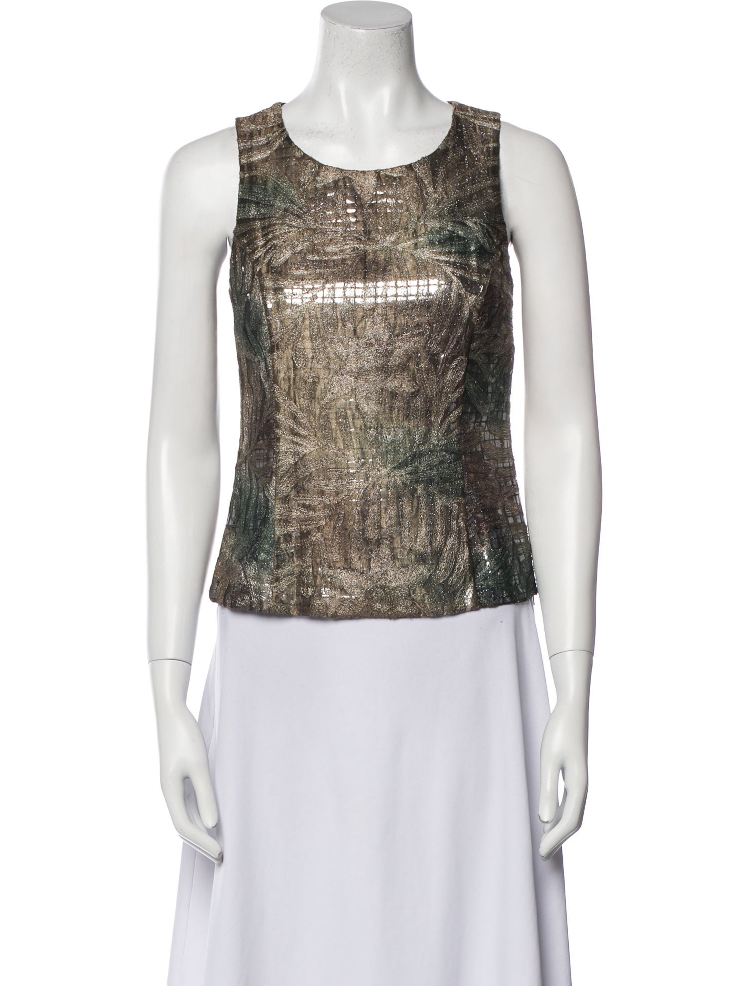 Vivienne Tam Printed Scoop Neck Top