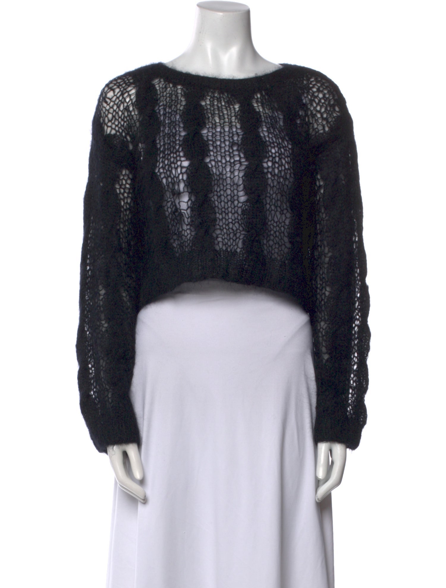 Vivienne Tam Kid Mohair Bateau Neckline Crop Top