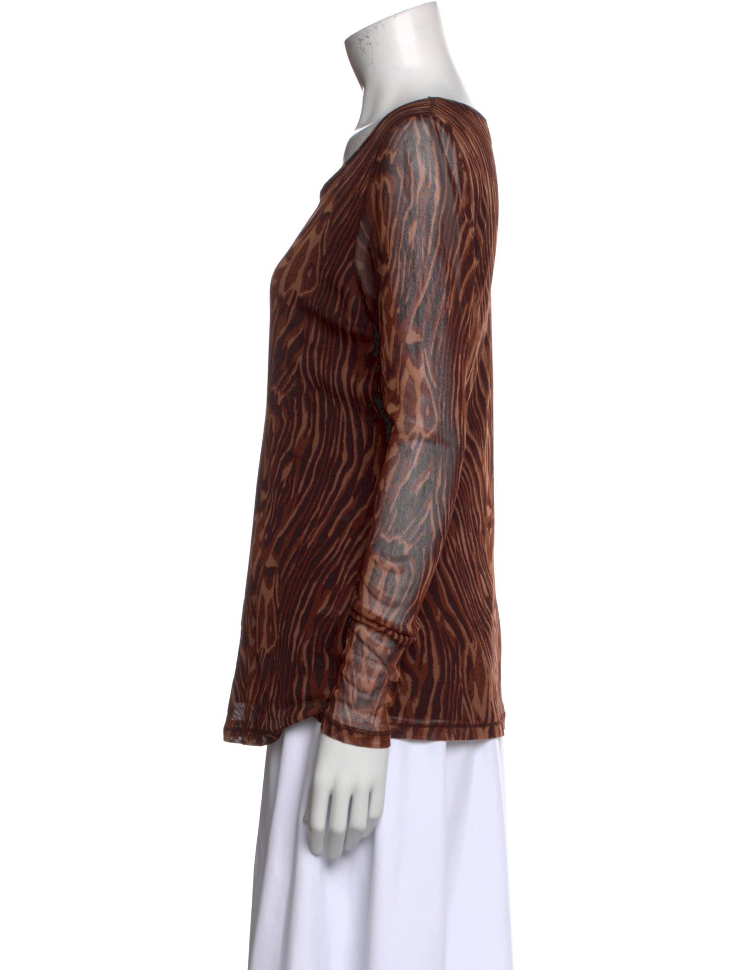 Vivienne Tam Animal Print Scoop Neck Blouse