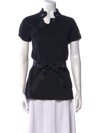 Vivienne Tam Mock Neck Short Sleeve Top
