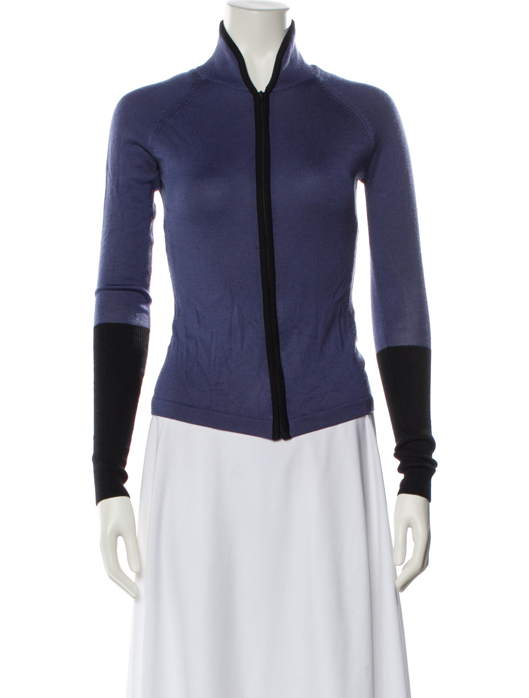 Vivienne Tam Colorblock Pattern Mock Neck Sweater