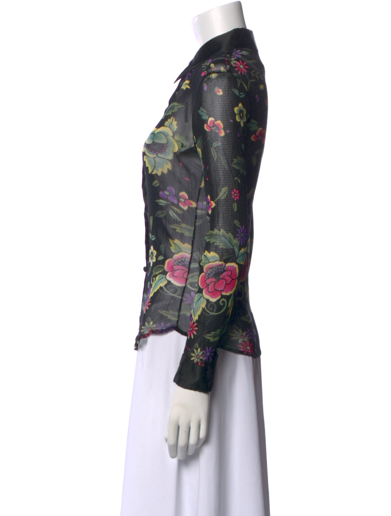 Vivienne Tam Vintage Floral Print Button-Up Top