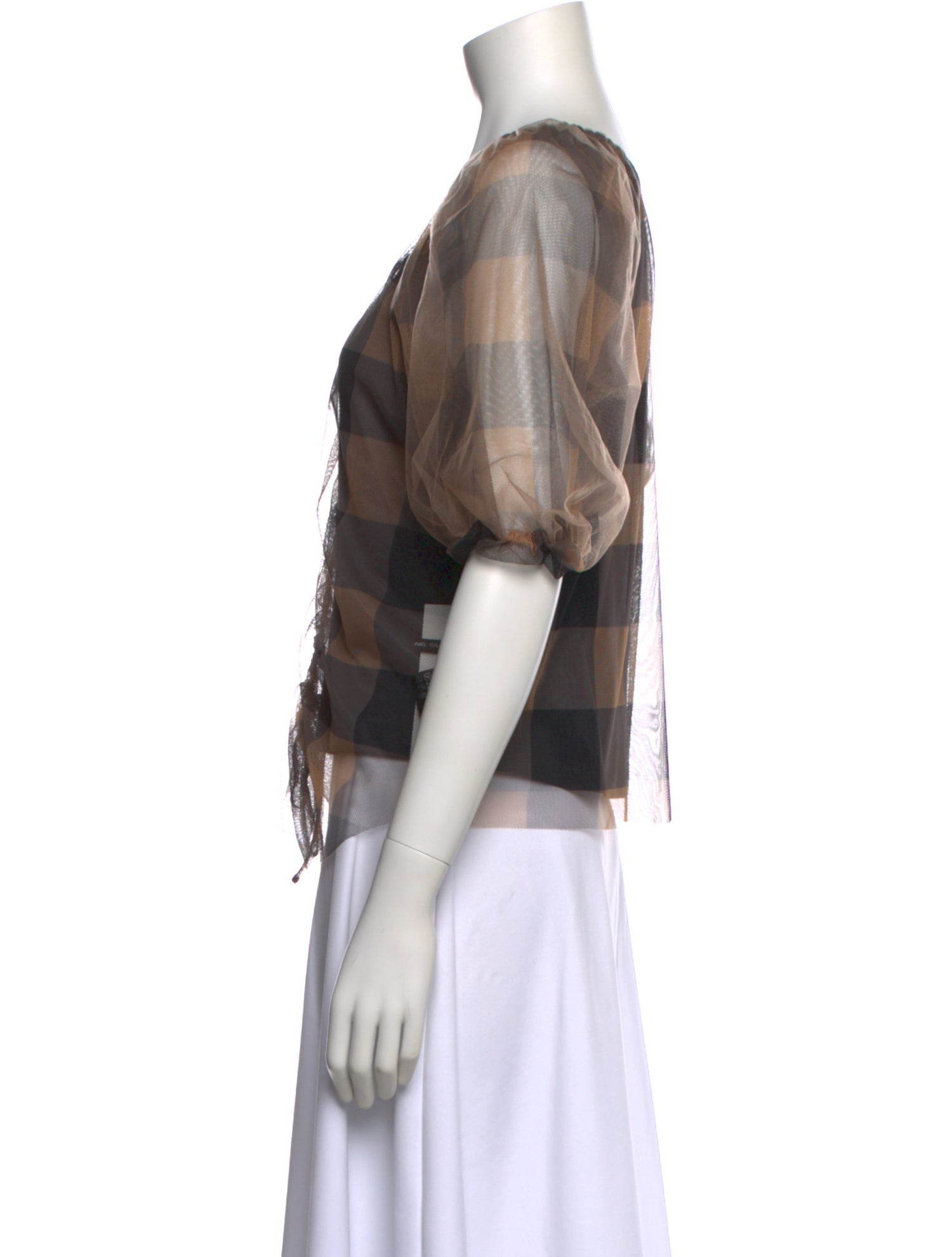 Vivienne Tam Plaid Print V-Neck Blouse