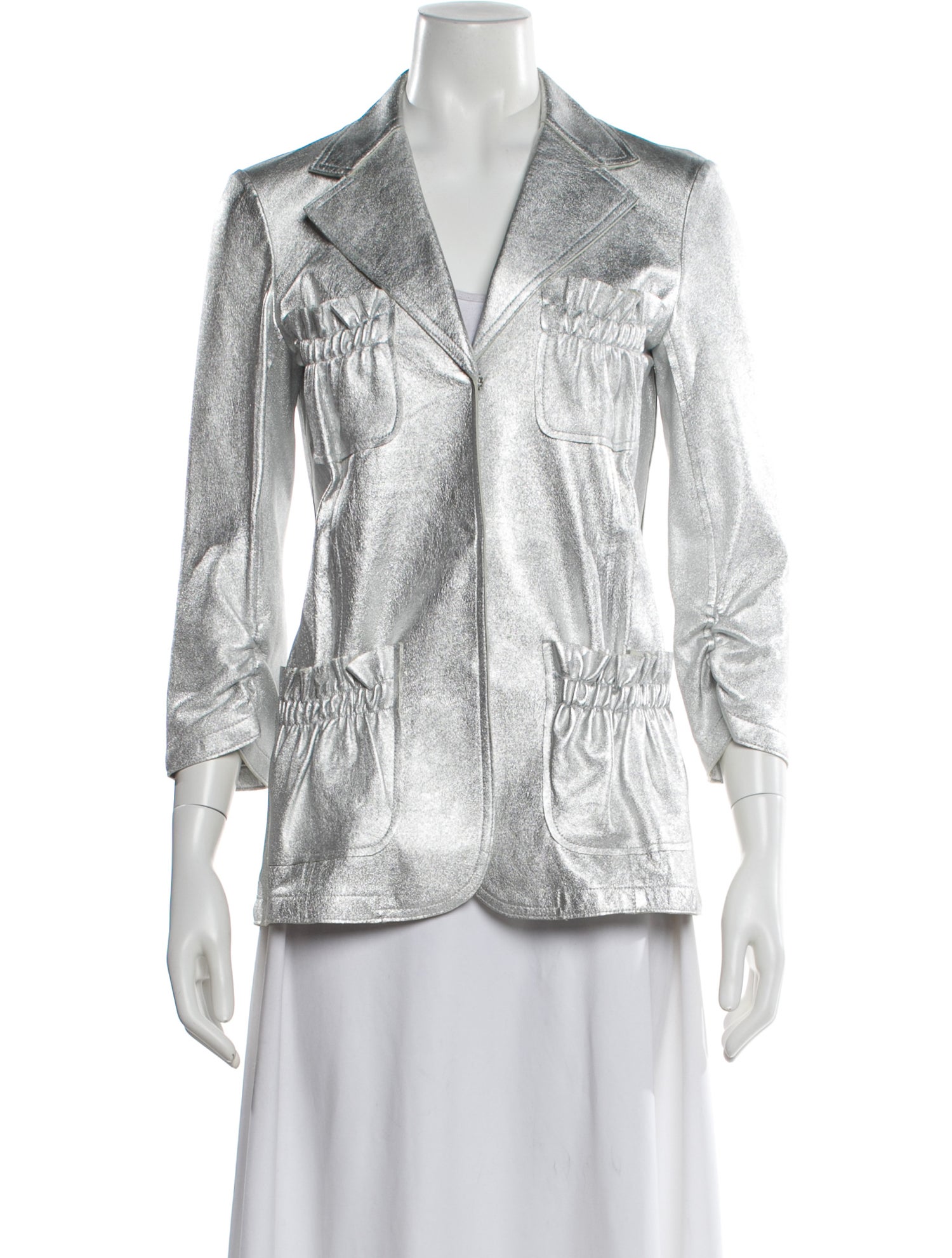 Vivienne Tam Leather Printed Blazer