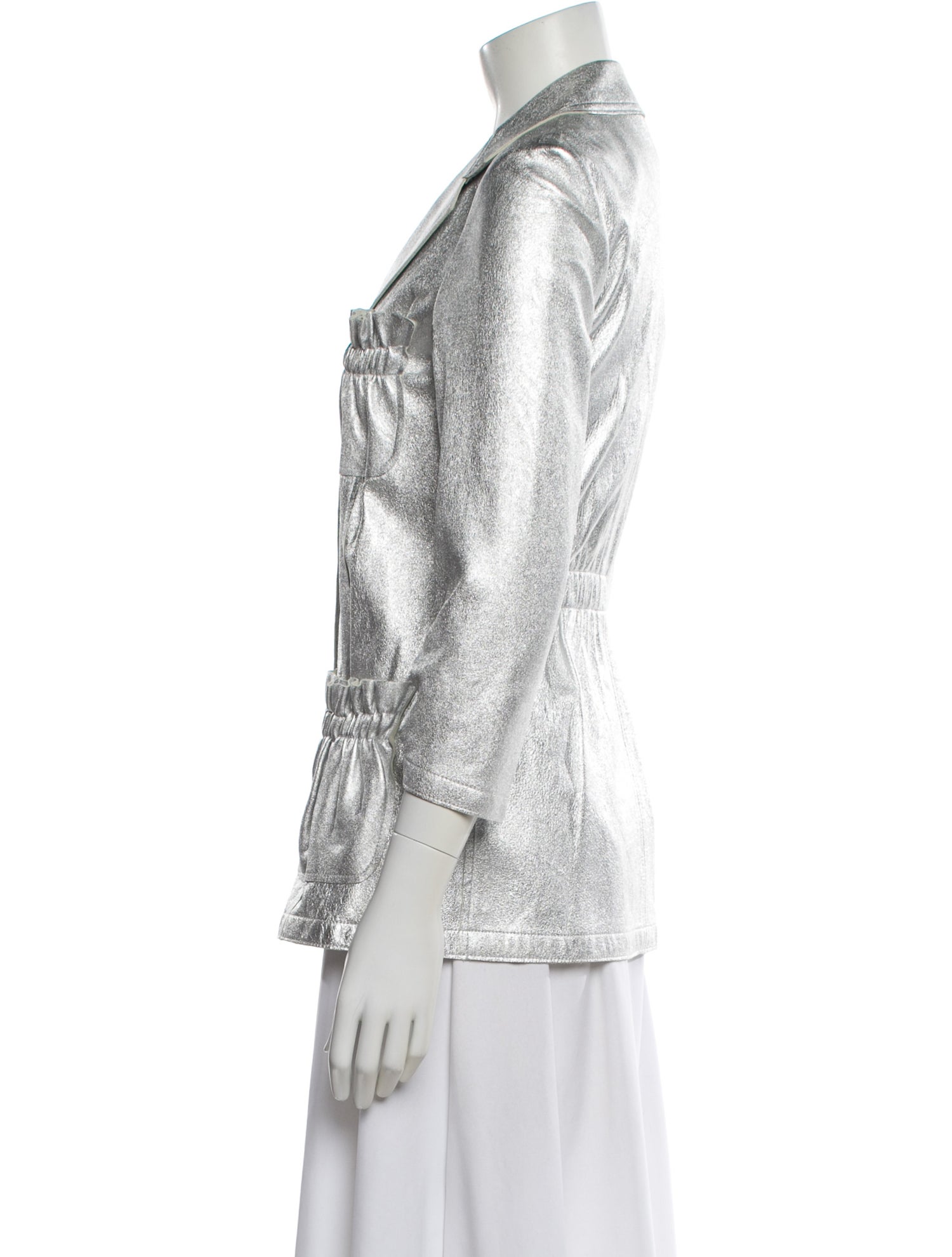 Vivienne Tam Leather Printed Blazer