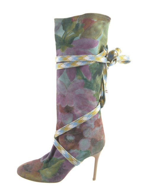 Vicini Suede Floral Print Boots