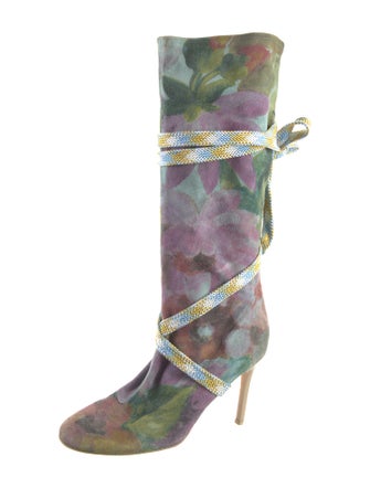 Vicini Suede Floral Print Boots