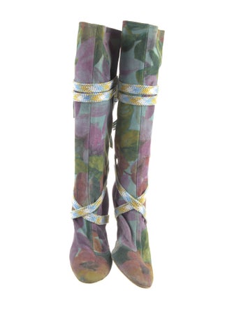 Vicini Suede Floral Print Boots