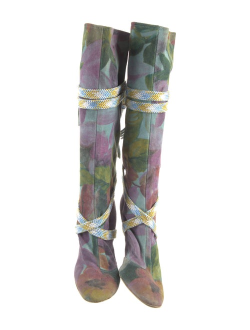 Vicini Suede Floral Print Boots