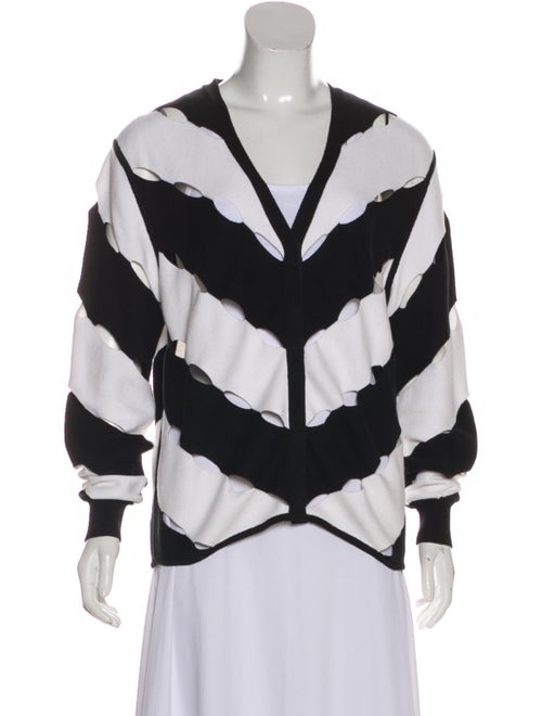 Victor Glemaud Striped V-Neck Sweater White