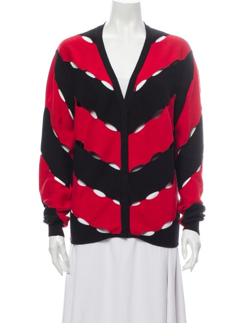 Victor Glemaud Striped V-Neck Sweater Red