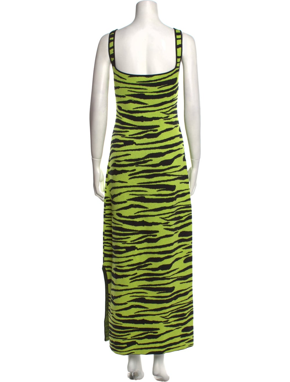 Victor Glemaud Shift Dress Green Animal Print Sleeveless with