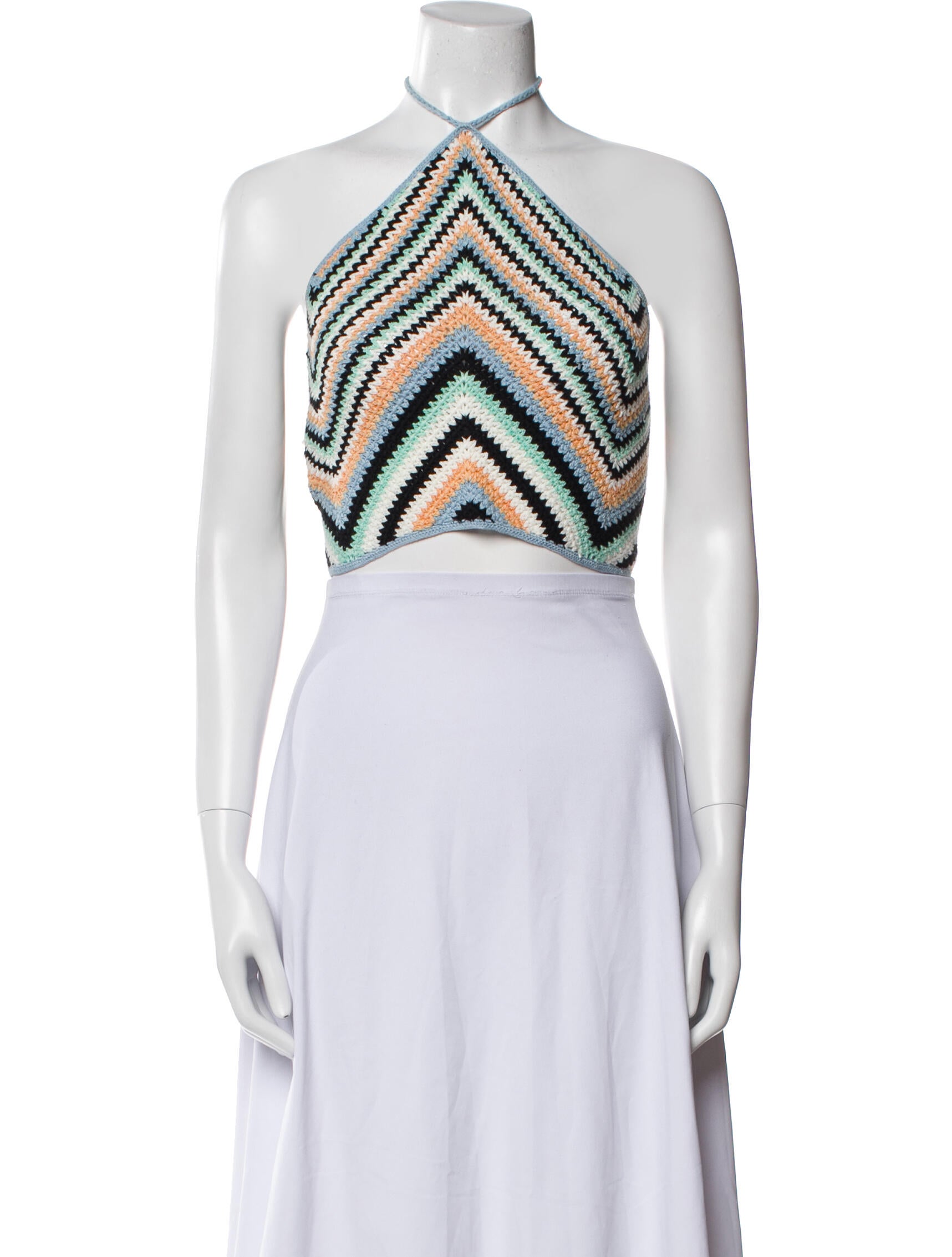 Victor Glemaud Striped Halterneck Crop Top