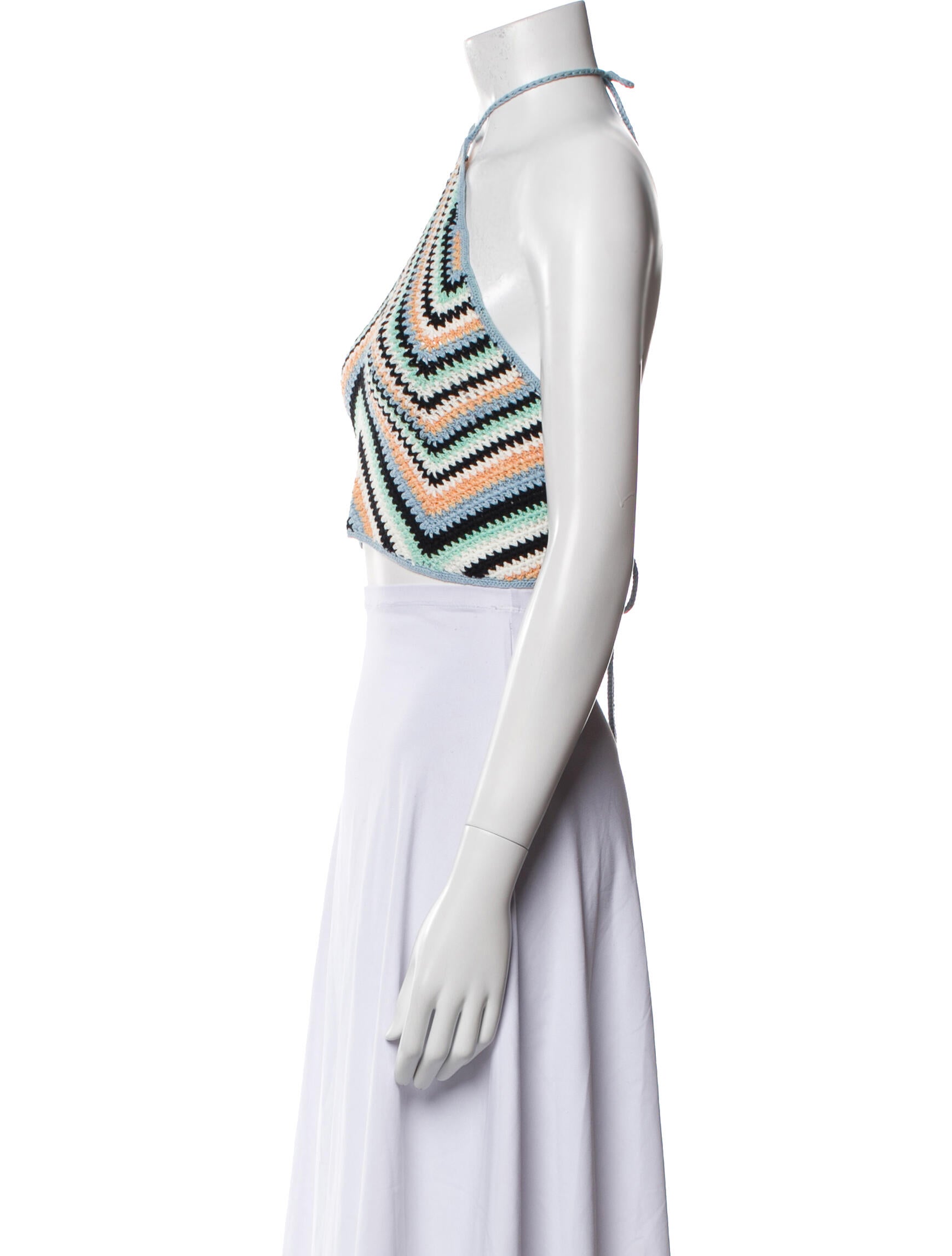 Victor Glemaud Striped Halterneck Crop Top
