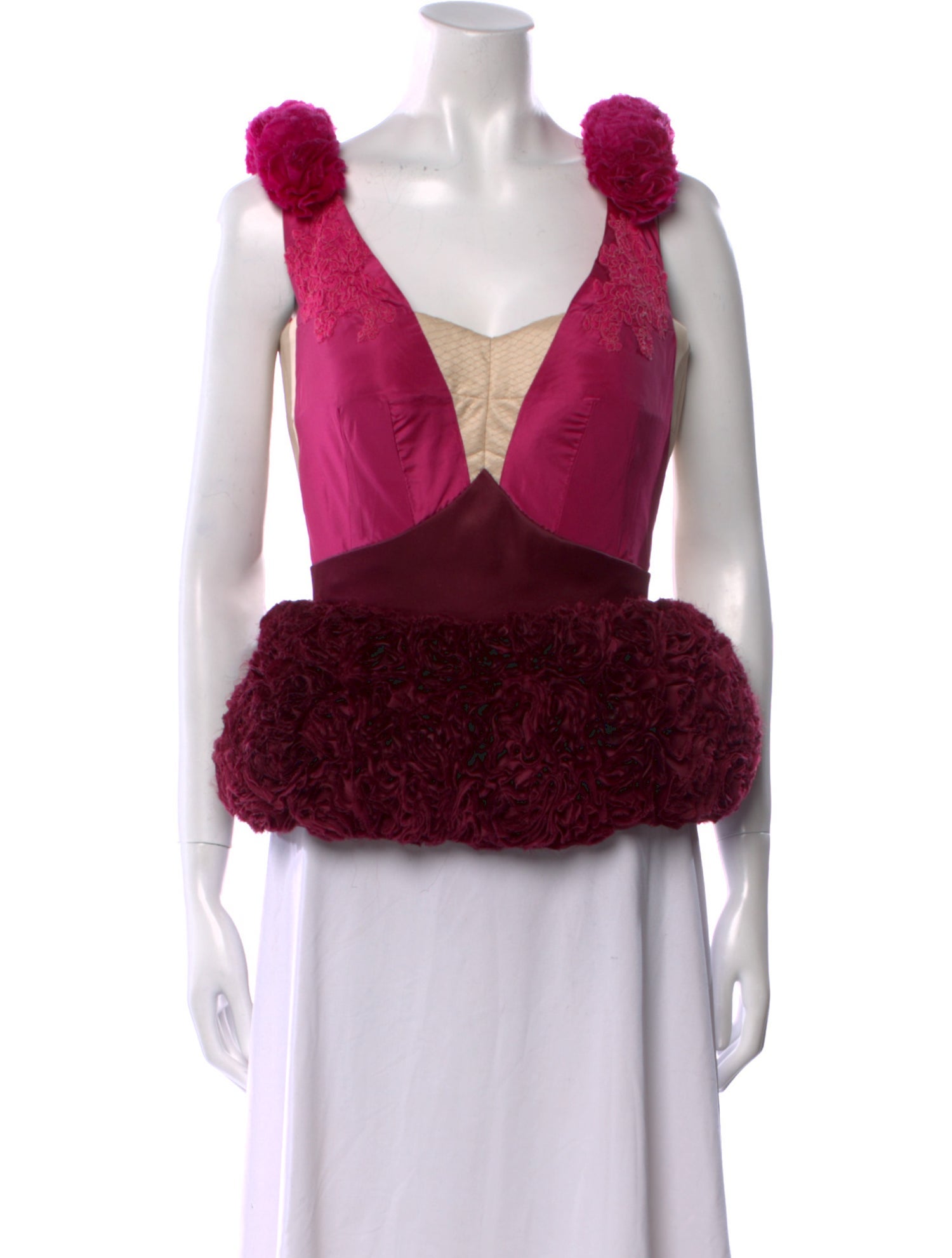 Victor de Souza Colorblock Pattern V-Neck Crop Top