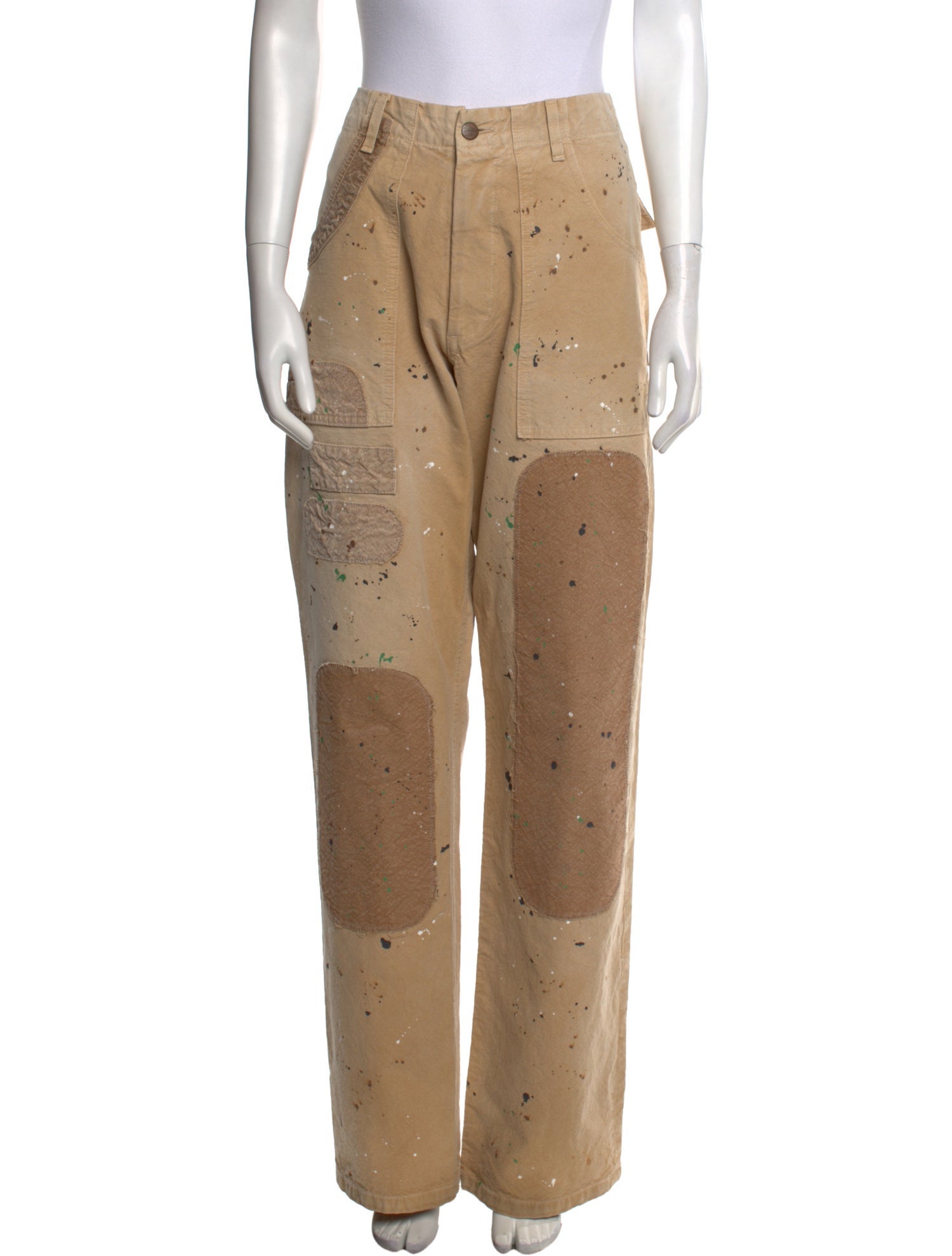 Vintage Heavy Colorblock Pattern Wide Leg Pants