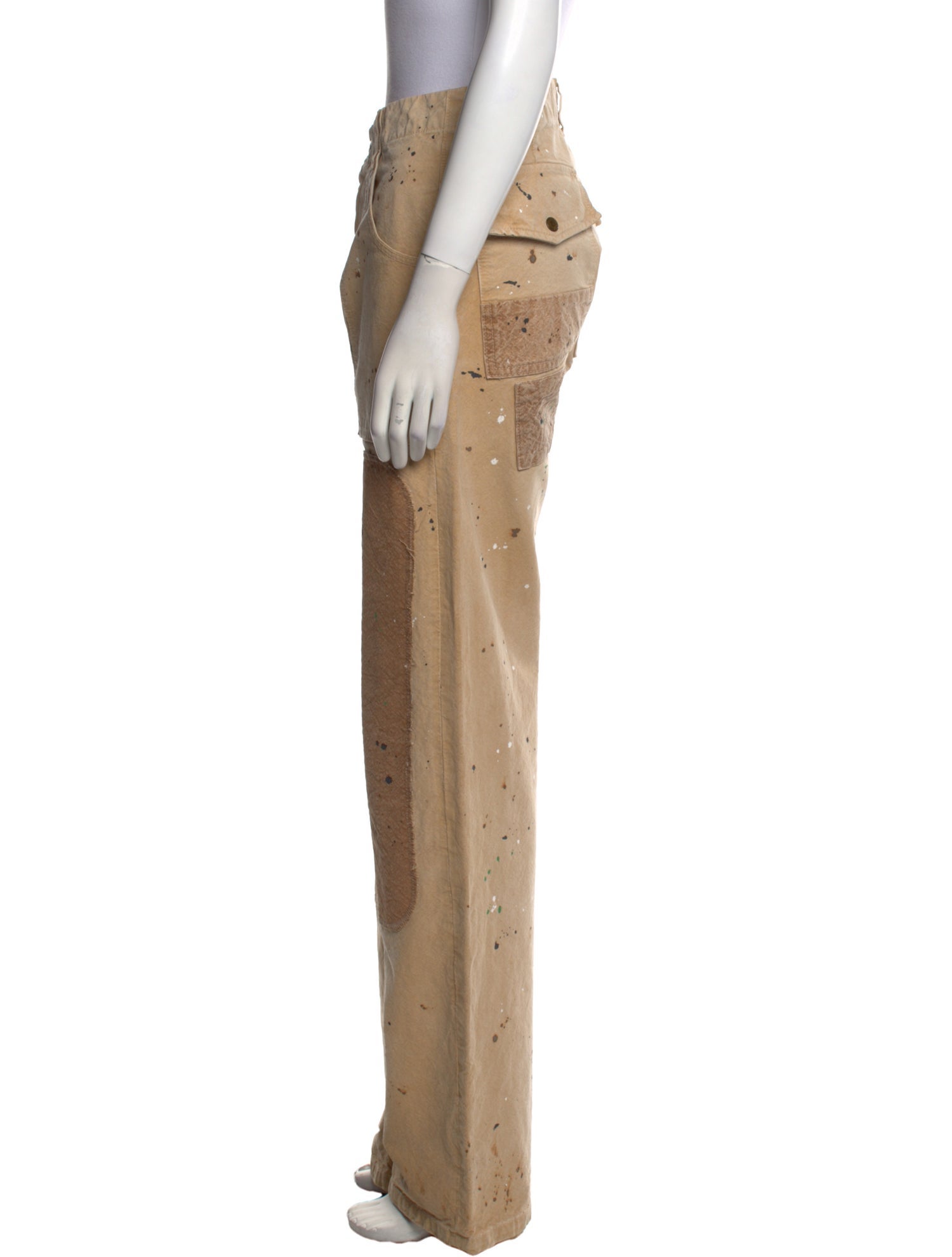 Vintage Heavy Colorblock Pattern Wide Leg Pants