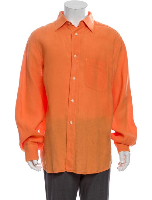 Vilebrequin Linen Long Sleeve Shirt Orange