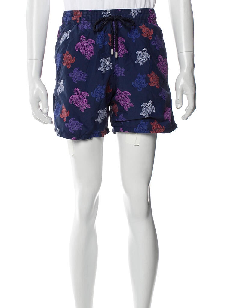 Vilebrequin Printed Embroidered Accent Swim Trunks