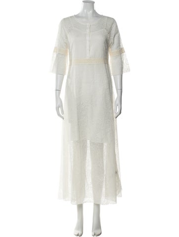 Pre-owned Vilebrequin Lace Pattern Long Dress In Neutral