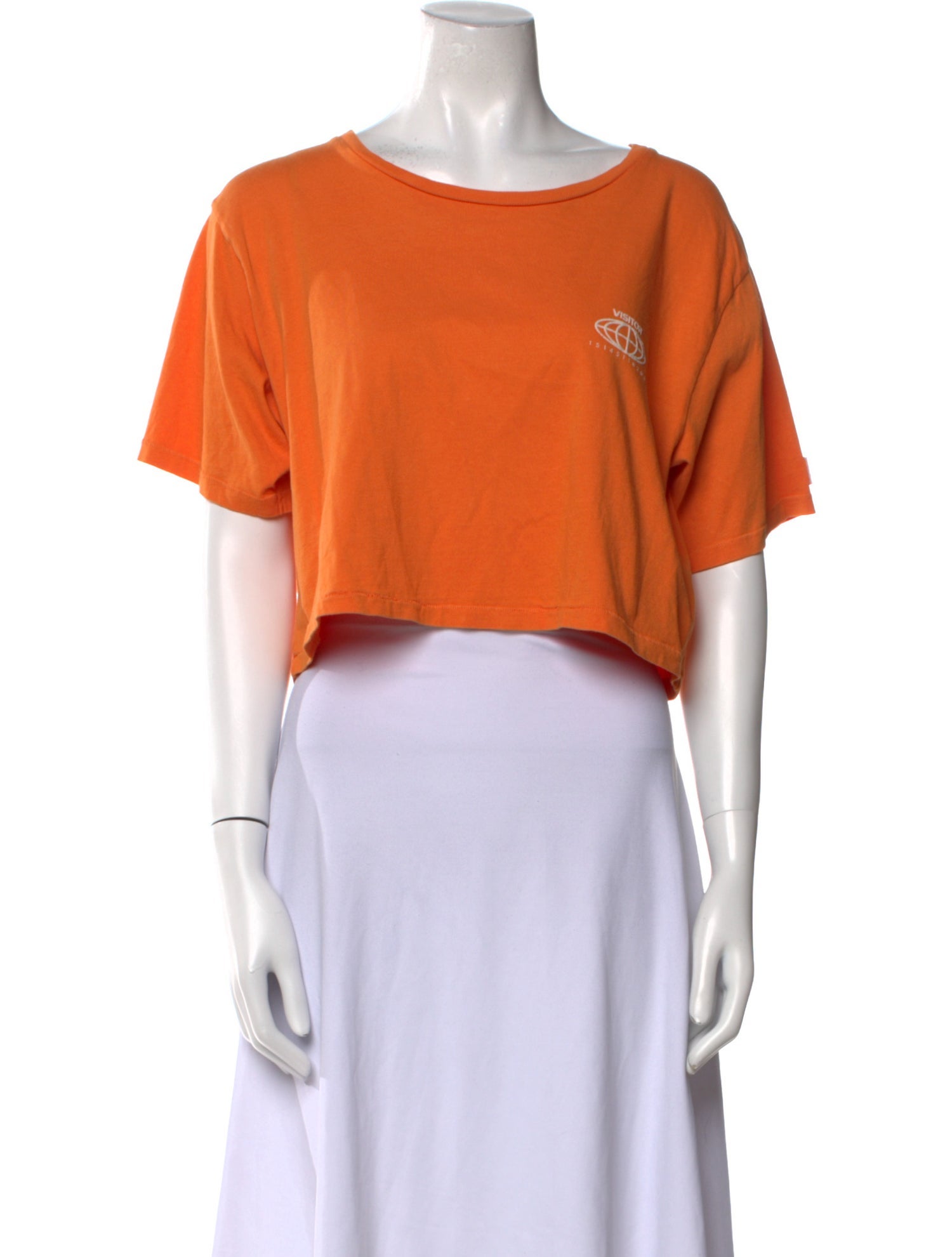 Visitor On Earth Bateau Neckline Short Sleeve Crop Top