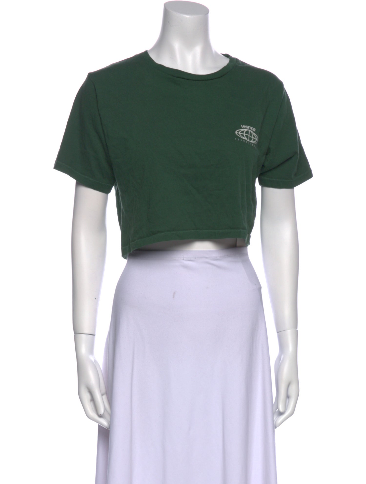 Visitor On Earth Graphic Print Crew Neck Crop Top