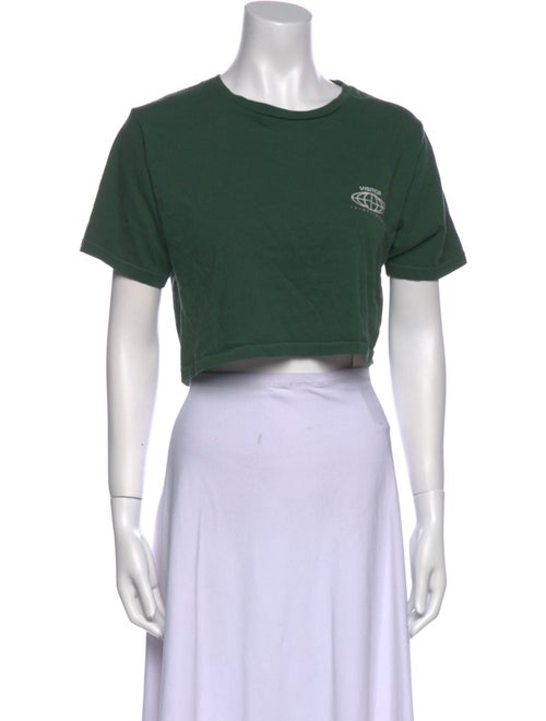 Visitor On Earth Graphic Print Crew Neck Crop Top