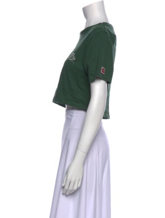 Visitor On Earth Graphic Print Crew Neck Crop Top