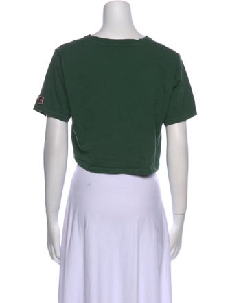 Visitor On Earth Graphic Print Crew Neck Crop Top