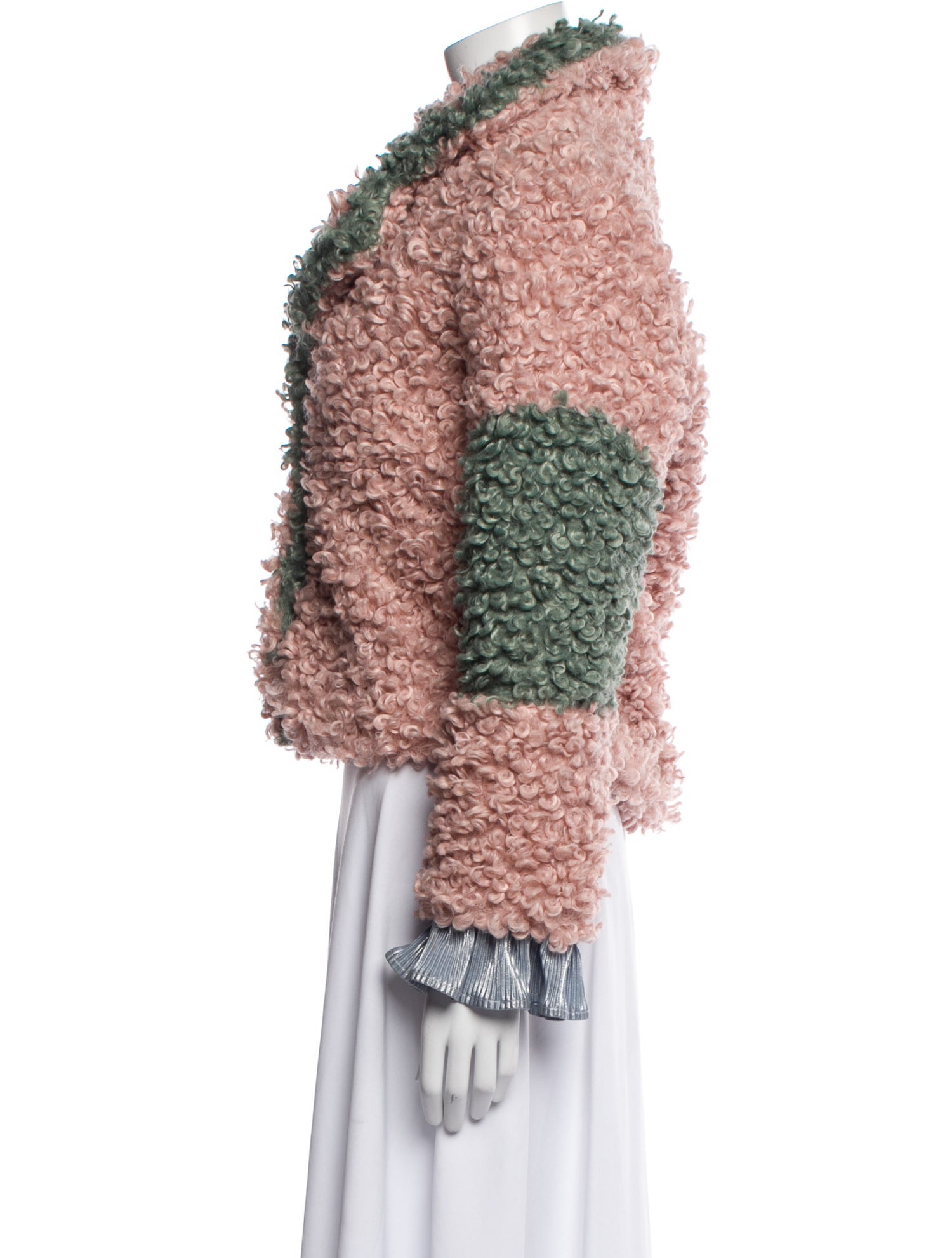 Vivienne Hu Colorblock Pattern Faux Fur Jacket