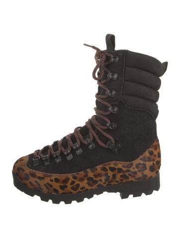 Vibram Boots Ponyhair Animal Print Lace-Up 6