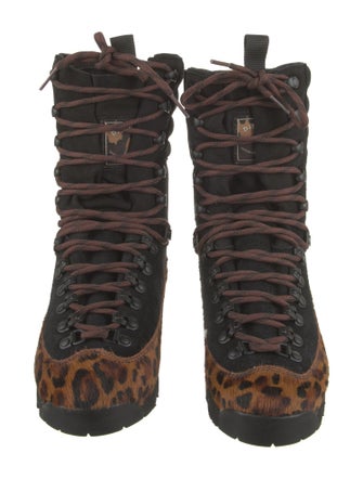 Vibram Ponyhair Animal Print Lace-Up Boots