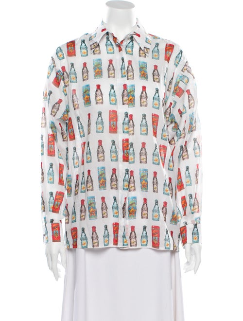 Versace Jeans Printed Long Sleeve Button-Up Top Re