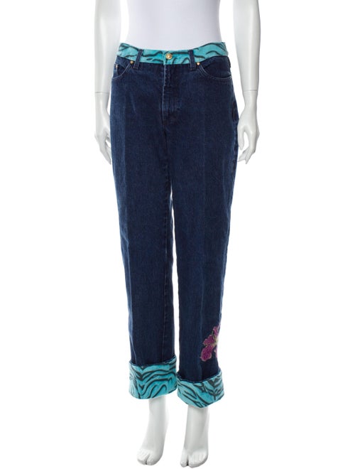 Versace Jeans Mid-Rise Straight Leg Jeans Blue