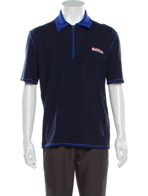 Versace Jeans Vintage V-Neck Polo Shirt Blue