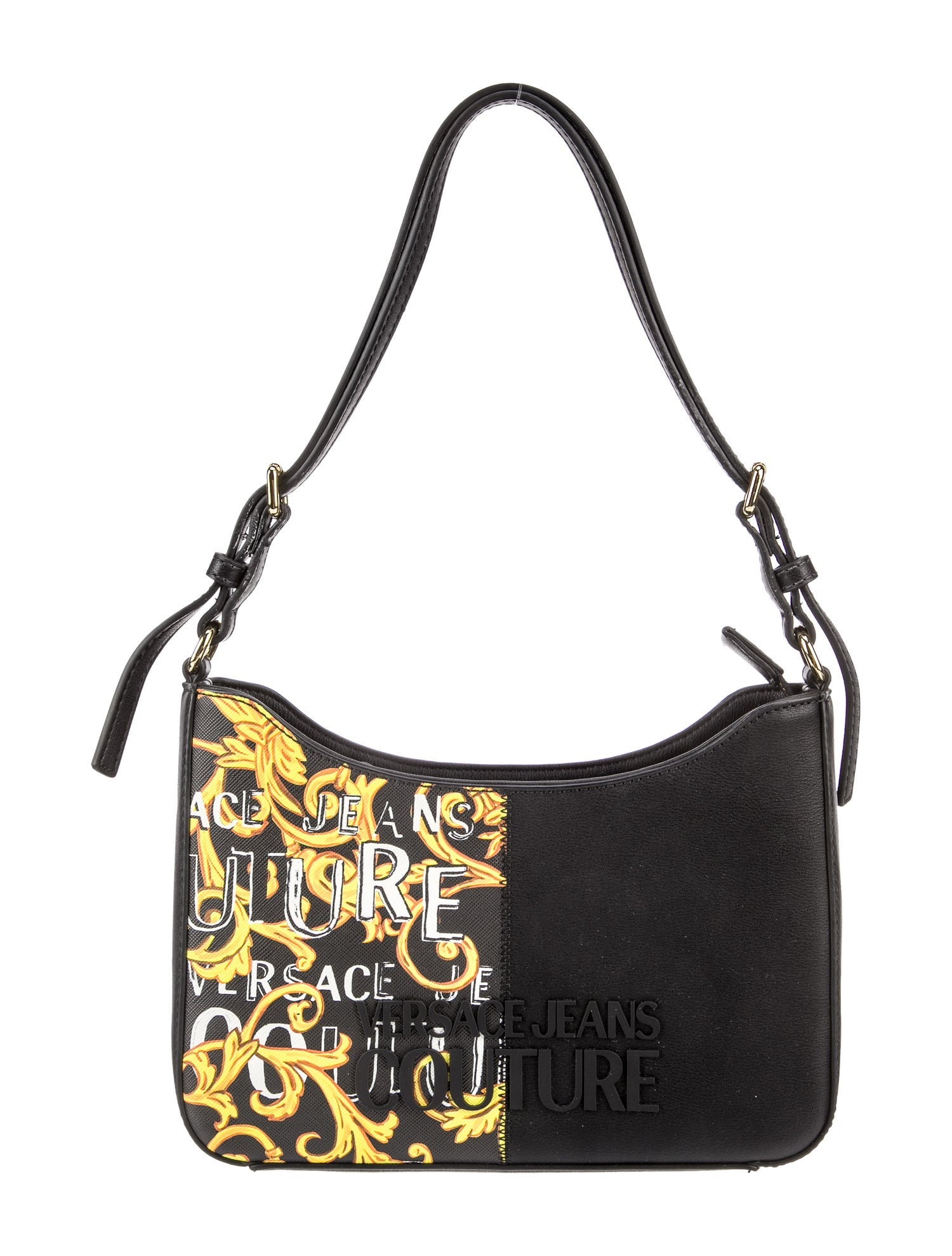 Versace Jeans GoldToned Leather Shoulder Bag Black Shoulder Bags, Handbags WVJ33343 The