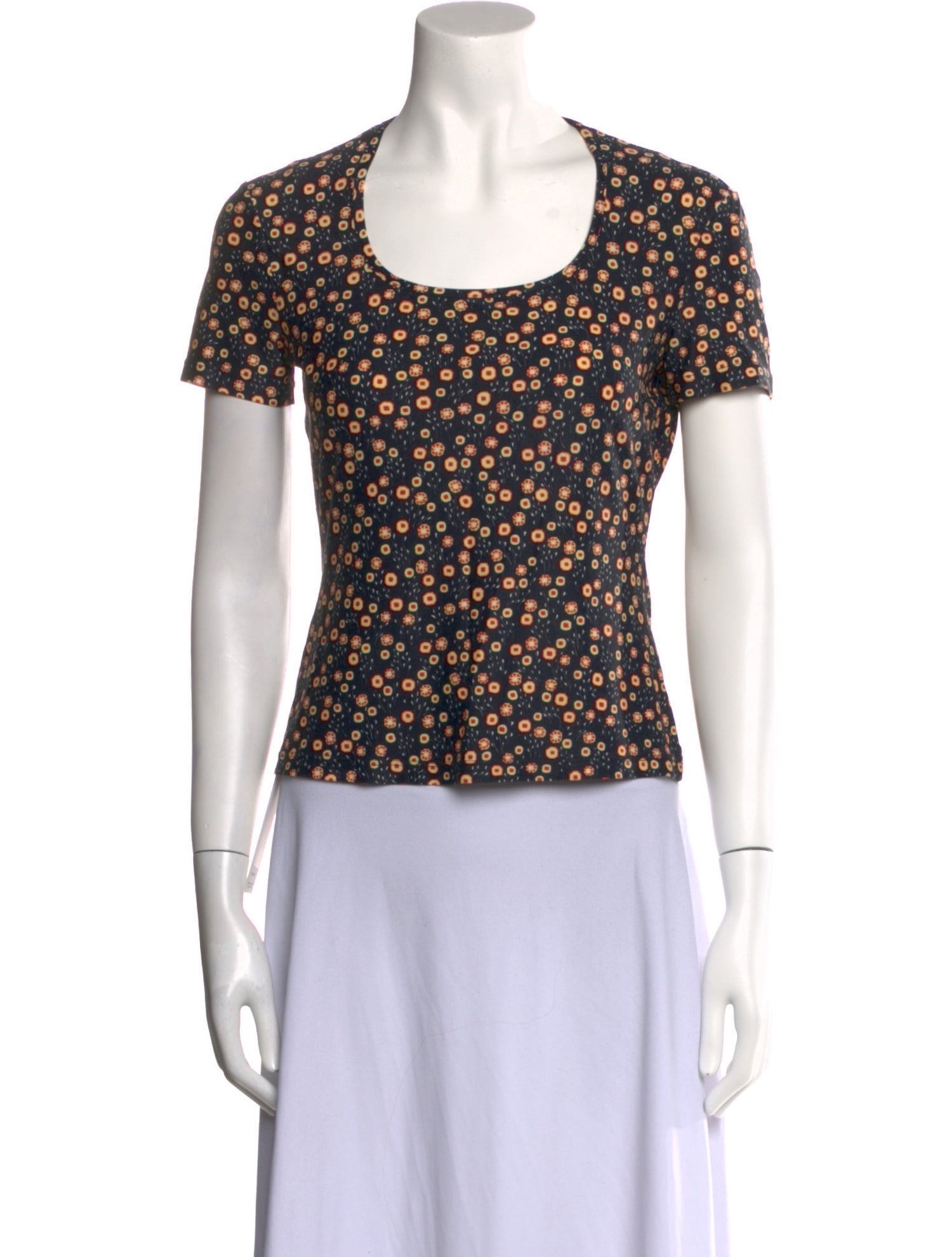 Versace Jeans Couture Floral Print Scoop Neck Top