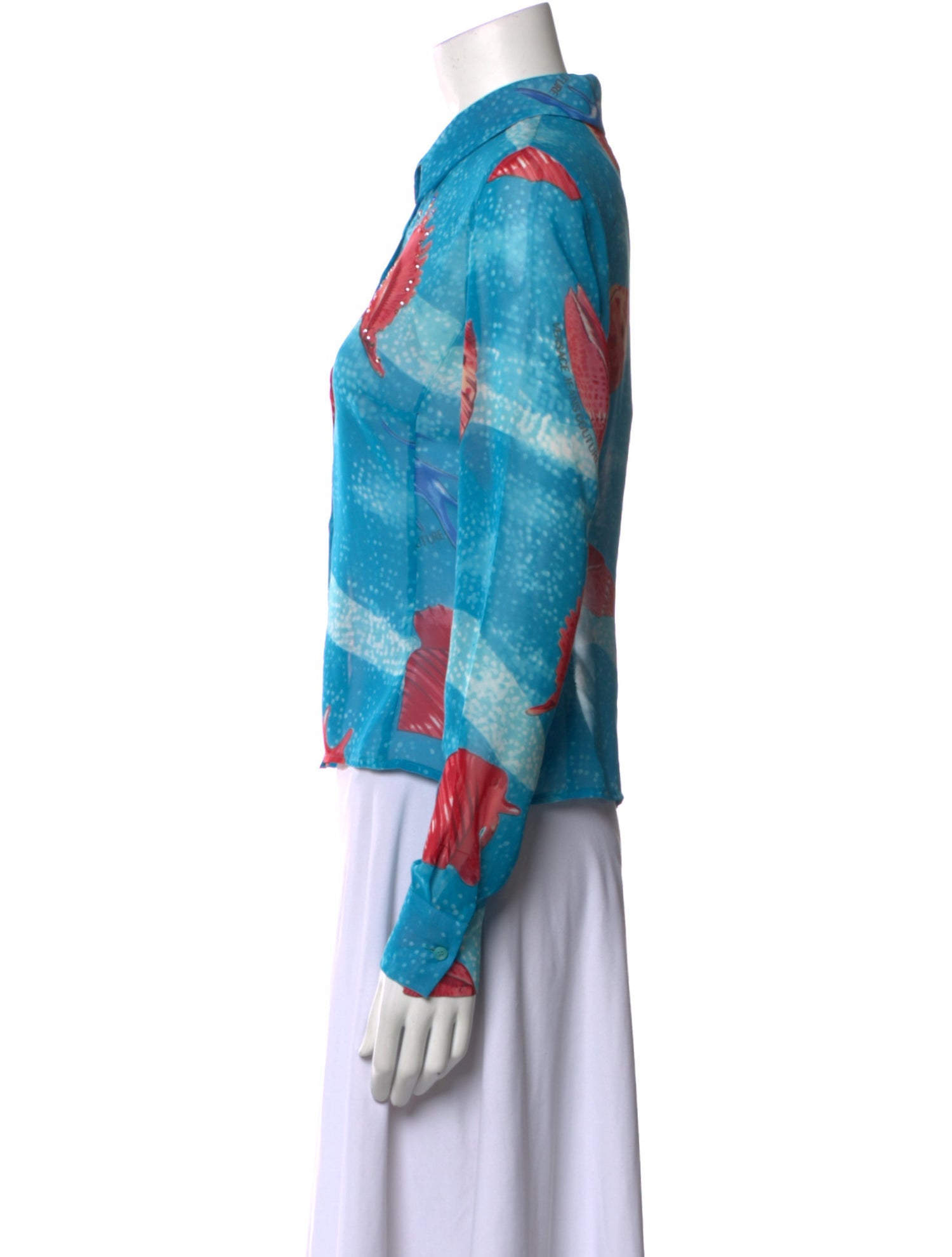 Versace Jeans Printed Long Sleeve Button-Up Top