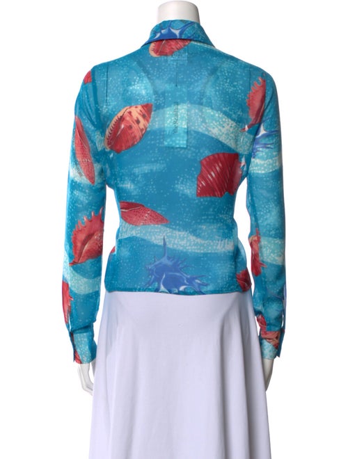 Versace Jeans Printed Long Sleeve Button-Up Top