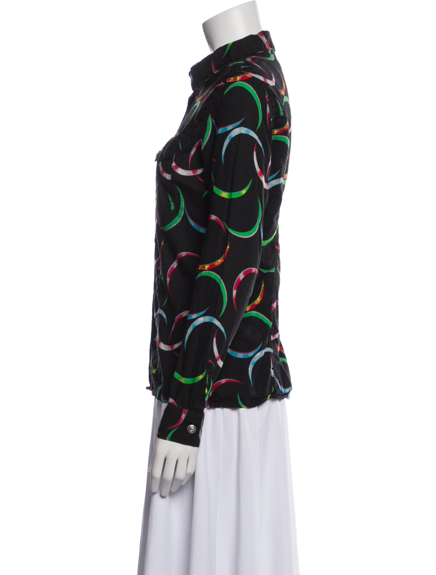 Versace Jeans Couture Silk Printed Button-Up Top